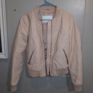 Ci Sono Pink/Peach faux leather Bomber Jacket sz S